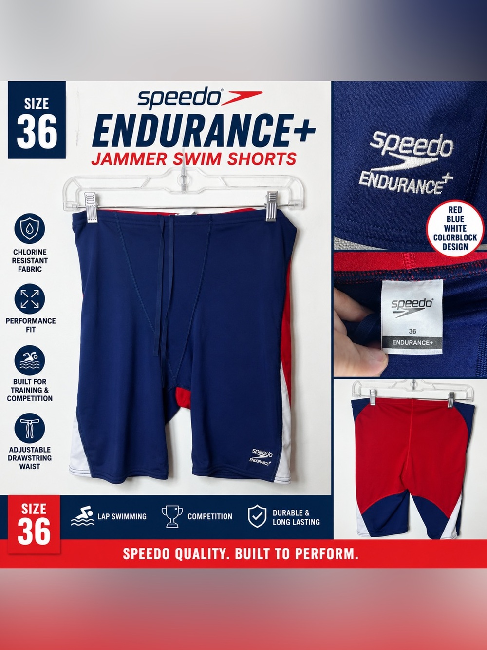 Speedo Endurance+ Navy with Red Trim Jammer